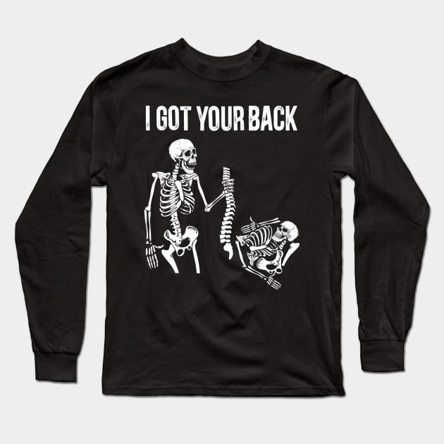 I Got Your Back Skeleton Halloween Costume Long Sleeve T-Shirt by Mitsue Kersting